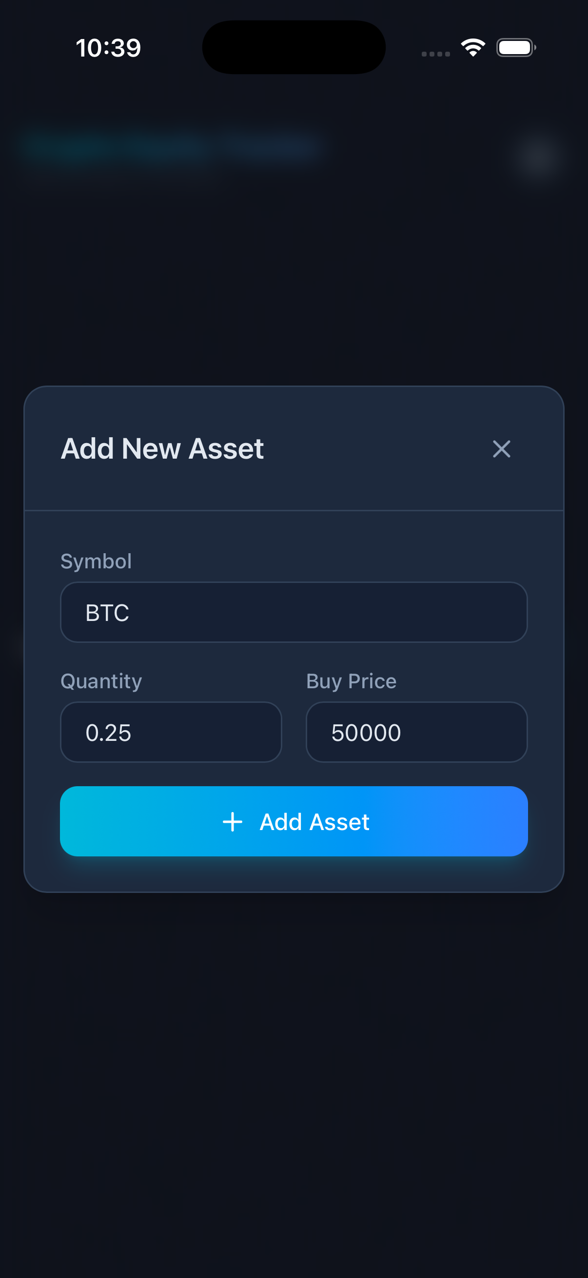 Allocation chart screenshot