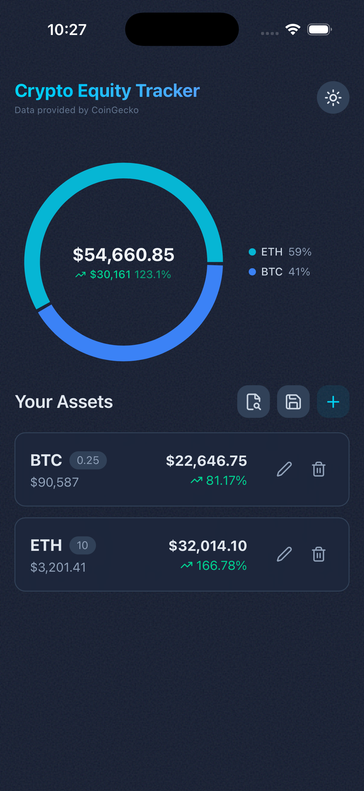 Asset list screenshot